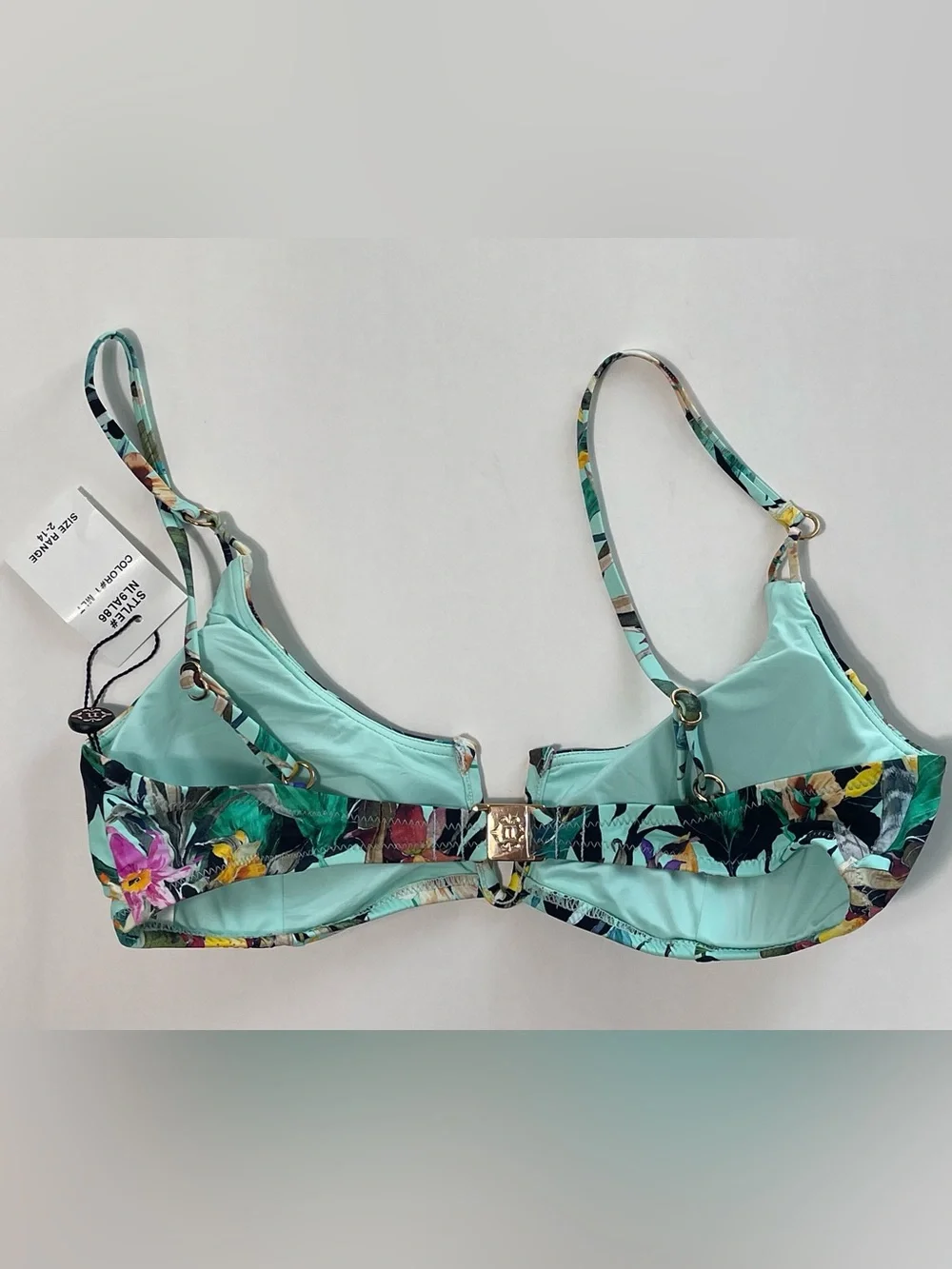 Nanette Lepore Women’s Aqua Tropical Floral Underwire Bikini Top Size 6 NWT